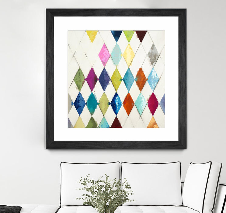 Œuvre d’art murale encadrée noire et mate « Diamonds » 30 x 30