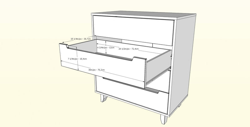 Commode verticale Nordika à 4 tiroirs - blanche