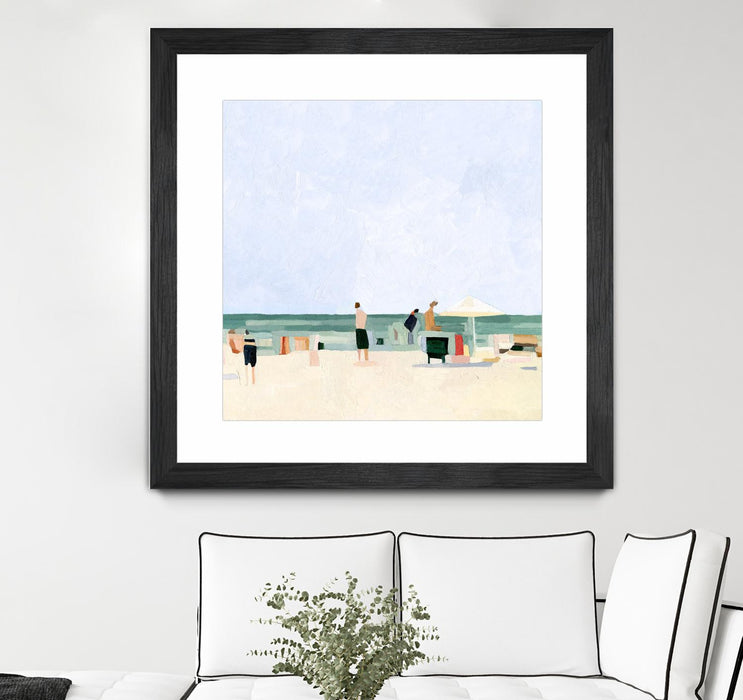 Œuvre d’art murale encadrée noire et mate « Family Vacation I » 36 x 36