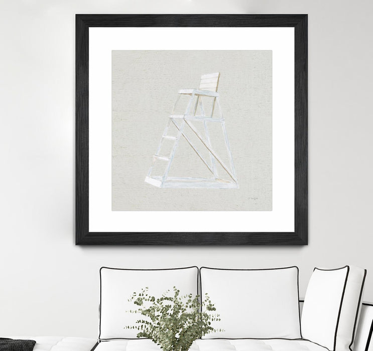 Œuvre d’art murale encadrée noire et mate « Serene Seaside Ii Tan » 30 x 30