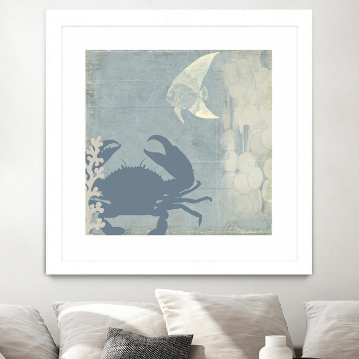 Œuvre d’art murale encadrée blanche et mate « Ocean Life Ii » 36 x 36