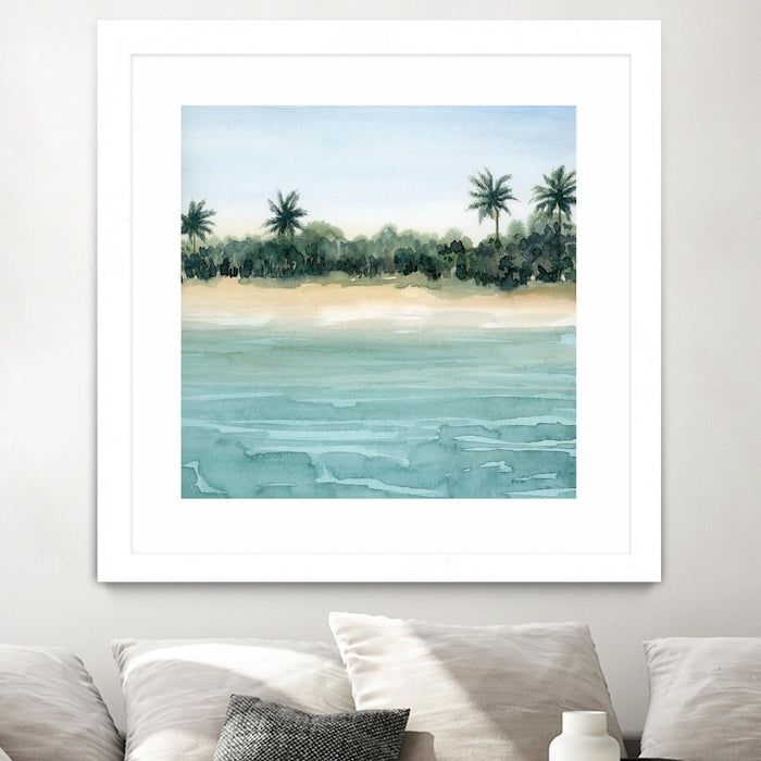 Œuvre d’art murale encadrée blanche et mate « Paradis Ii » 36 x 36