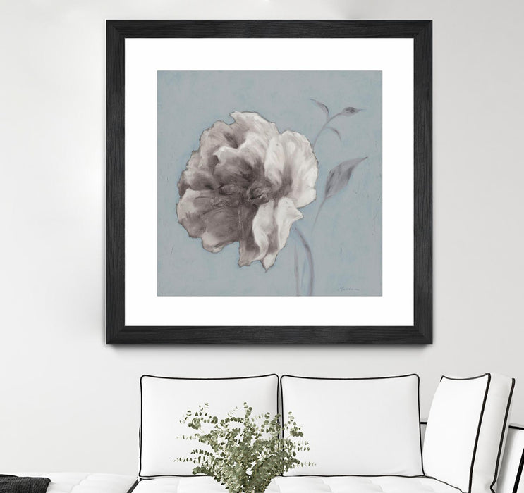 Œuvre d’art murale encadrée noire et mate « Floral Symposium Ii » 36 x 36