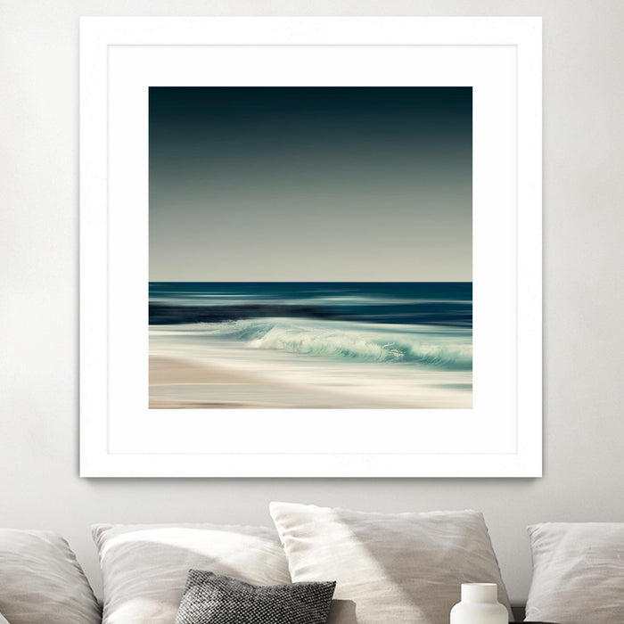 Œuvre d’art murale encadrée blanche et mate « Cristal Surf » 30 x 30