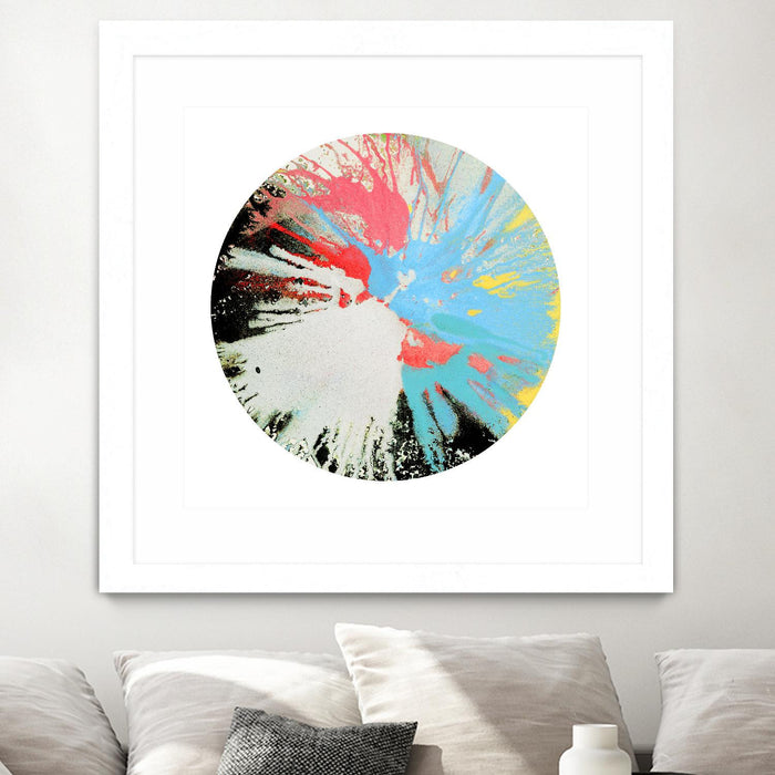 Œuvre d’art murale encadrée blanche et mate « Spin Art 10 » 30 x 30