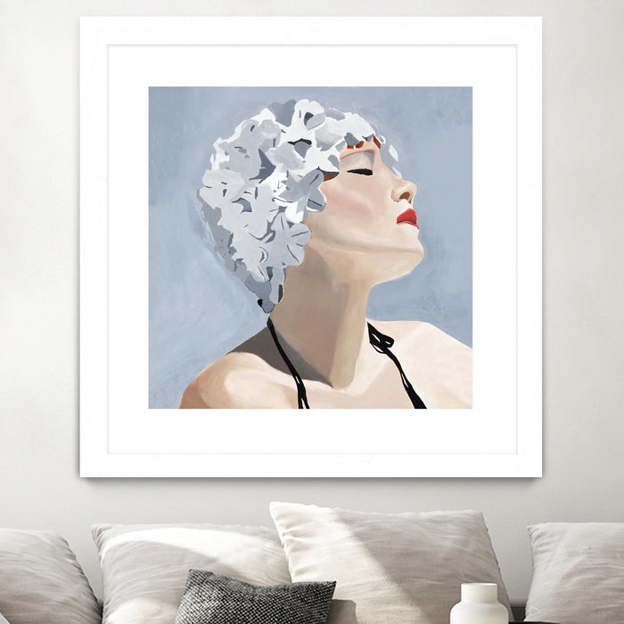 Œuvre d’art murale encadrée blanche et mate « Getting My Tan On » 36 x 36
