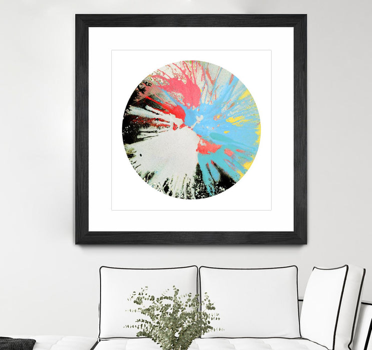 Œuvre d’art murale encadrée noire et mate « Spin Art 10 » 36 x 36
