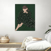 "Woman In Green" Canvas Framed Black 18x24 Wall Art
