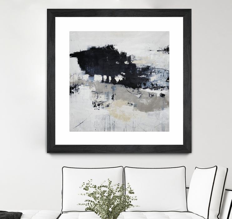 Œuvre d’art murale encadrée noire et mate « Big Bonanza » 36 x 36