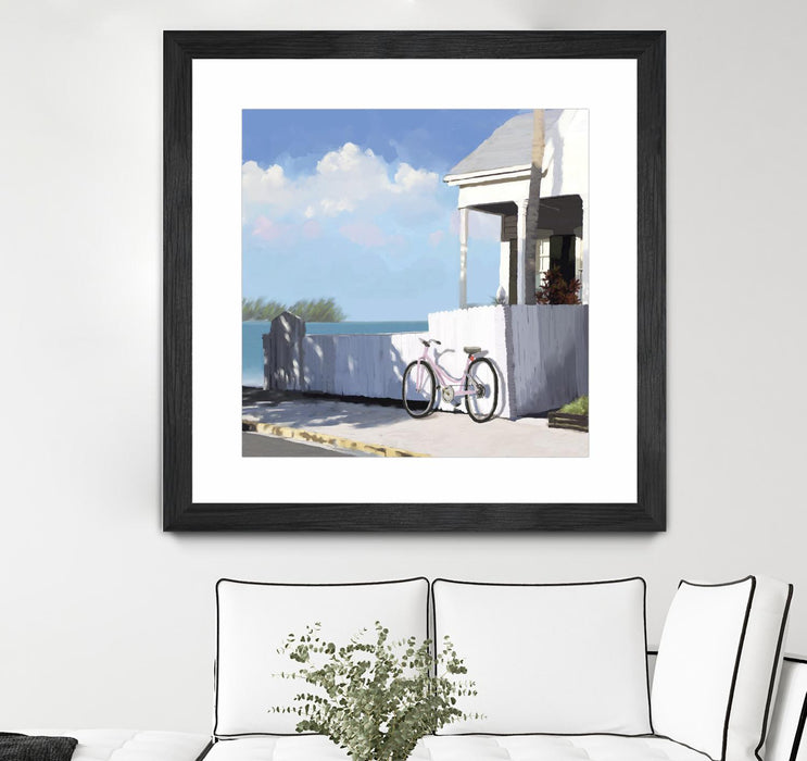 Œuvre d’art murale encadrée noire et mate « Key West Cabana Ii » 36 x 36
