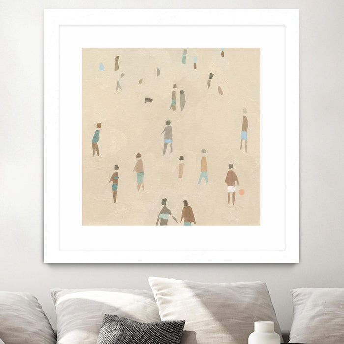 Œuvre d’art murale encadrée blanche et mate « Beach Goer Iv » 30 x 30