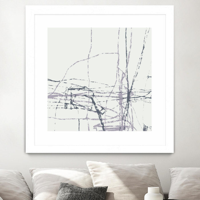 Œuvre d’art murale encadrée blanche et mate « Chalk Doodles H » 30 x 30