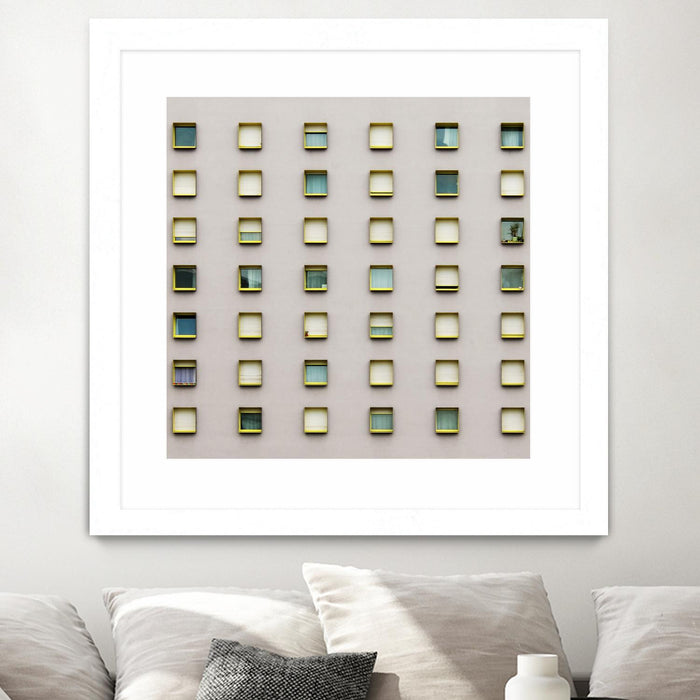 Œuvre d’art murale encadrée blanche et mate « Windows Ii » 30 x 30