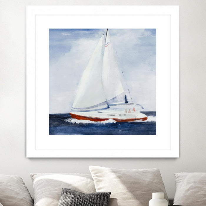 Œuvre d’art murale encadrée blanche et mate « Chasing The Sun » 30 x 30