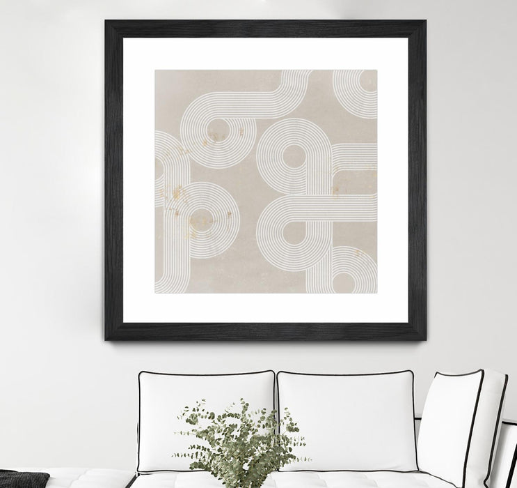 Œuvre d’art murale encadrée noire et mate « Fluxus I » 36 x 36