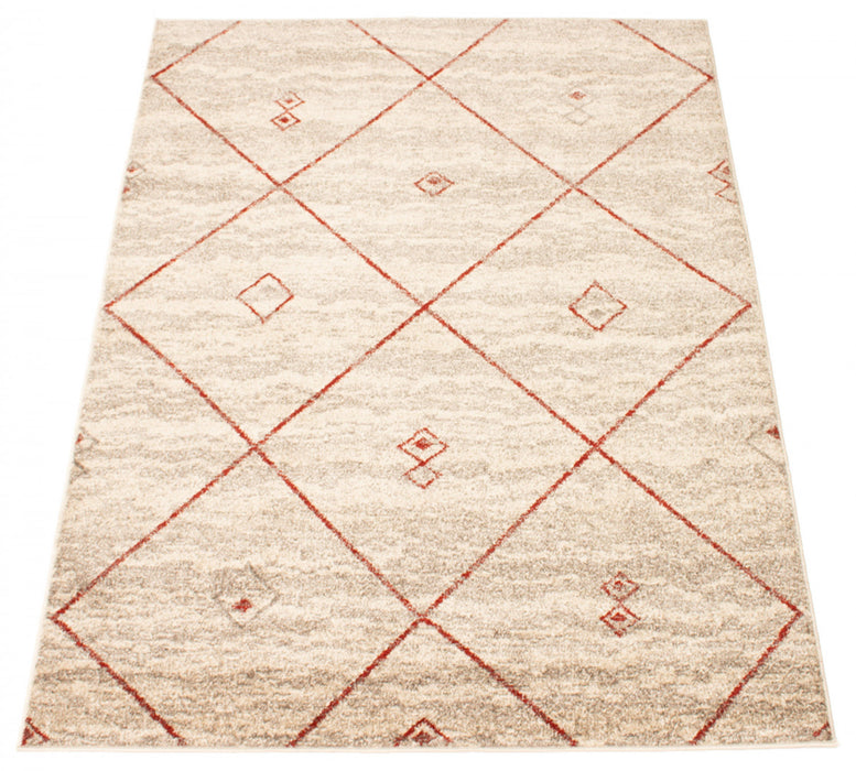 Tapis Grande Ivoire / Rouge 3pi 11 po X 5pi 7po