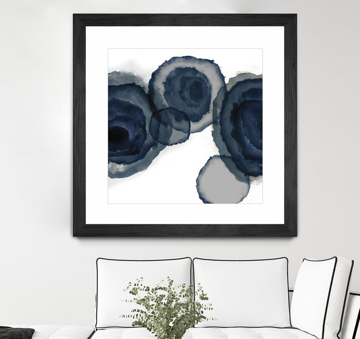 Œuvre d’art murale encadrée noire et mate « Blotted Ink Ii » 30 x 30