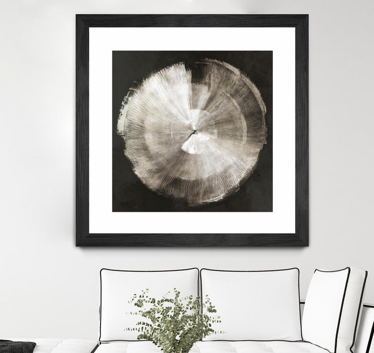 Œuvre d’art murale encadrée noire et mate « Touch Of Silver » 30 x 30