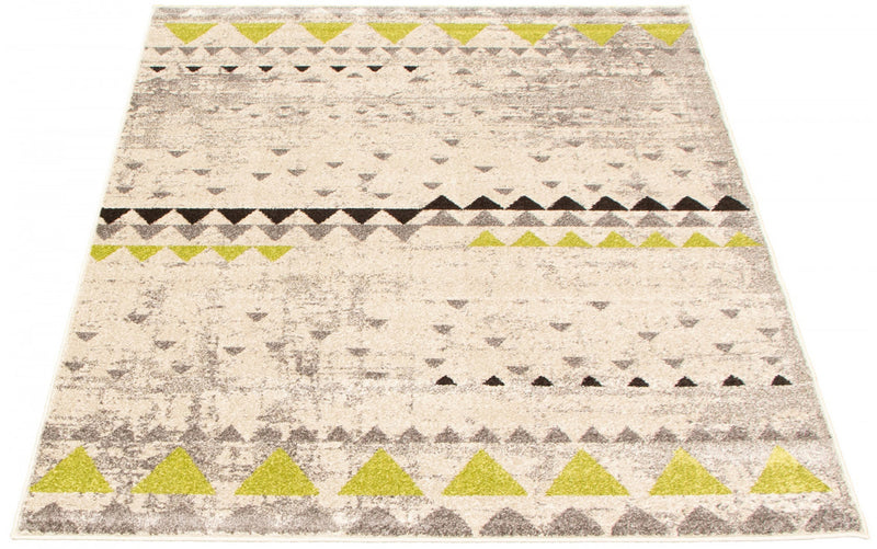 Carpette Raja ivoire-verte - 7 pi 10 pox 10 pi 2 po