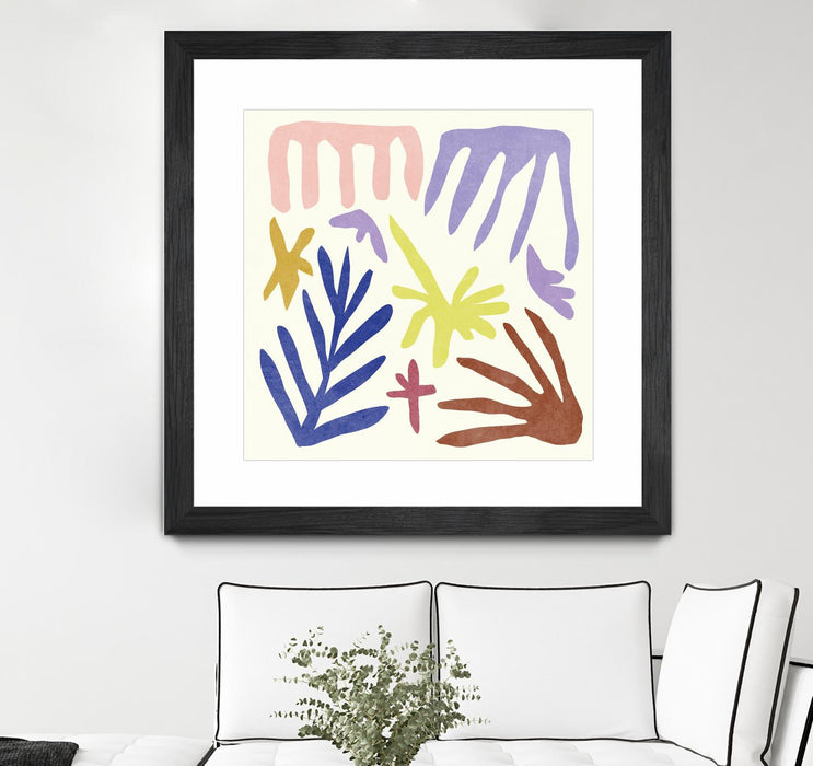 Œuvre d’art murale encadrée noire et mate « Coral Construction Ii » 30 x 30