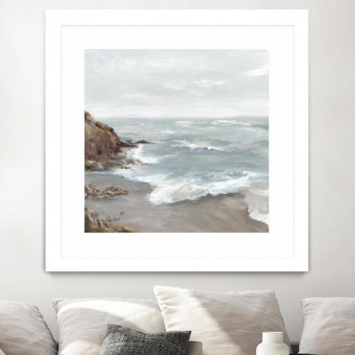 Œuvre d’art murale encadrée blanche et mate « Beautiful Bay » 30 x 30
