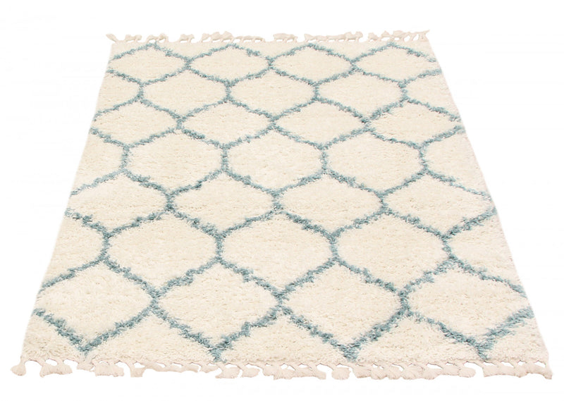 Carpette à poil long Helma Trellis crème 5 pi 3 po x 7 pi 3 po