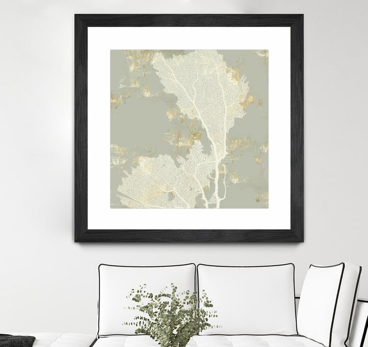 Œuvre d’art murale encadrée noire et mate « Sea Coral Ii » 36 x 36