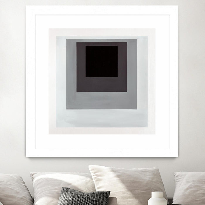 Œuvre d’art murale encadrée blanche et mate « Inside Box Thinker » 36 x 36