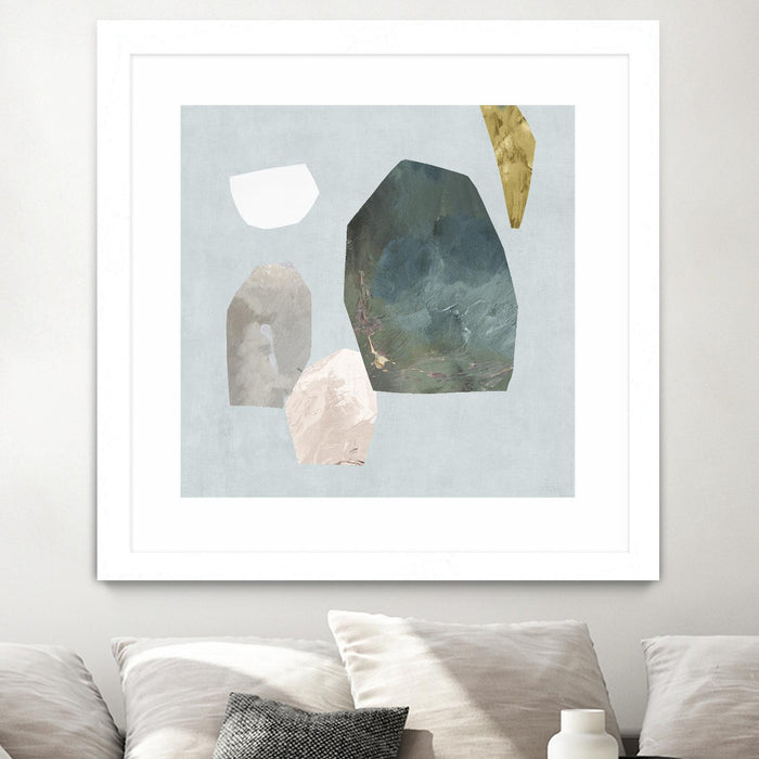 Œuvre d’art murale encadrée blanche et mate « Assembly I » 36 x 36