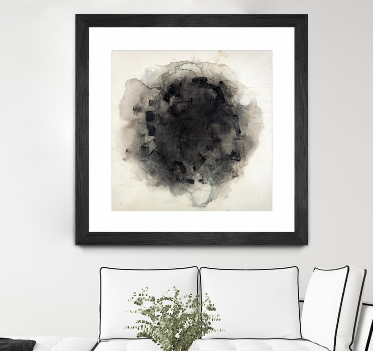 Œuvre d’art murale encadrée noire et mate « Positives And Negatives I » 36 x 36