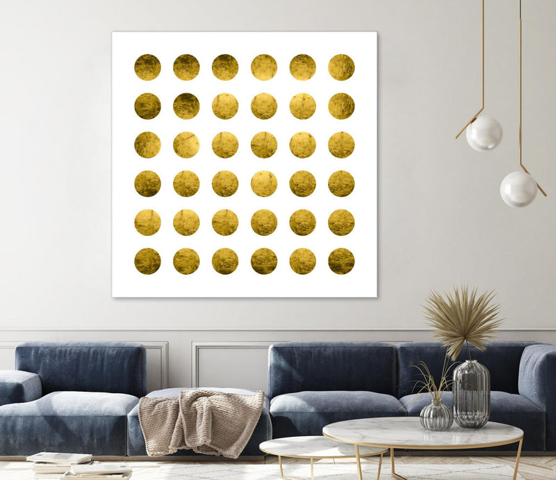 Œuvre d’art murale Giant Art « Golden Spots White » 54 x 54