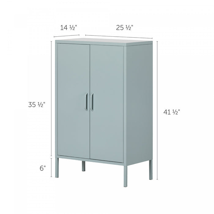 Crea Meuble de rangement avec 2 portes en métal - Bleu