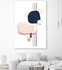 "Abstract Study Blush And Navy Blue" Giant Art 72x48 Wall Art