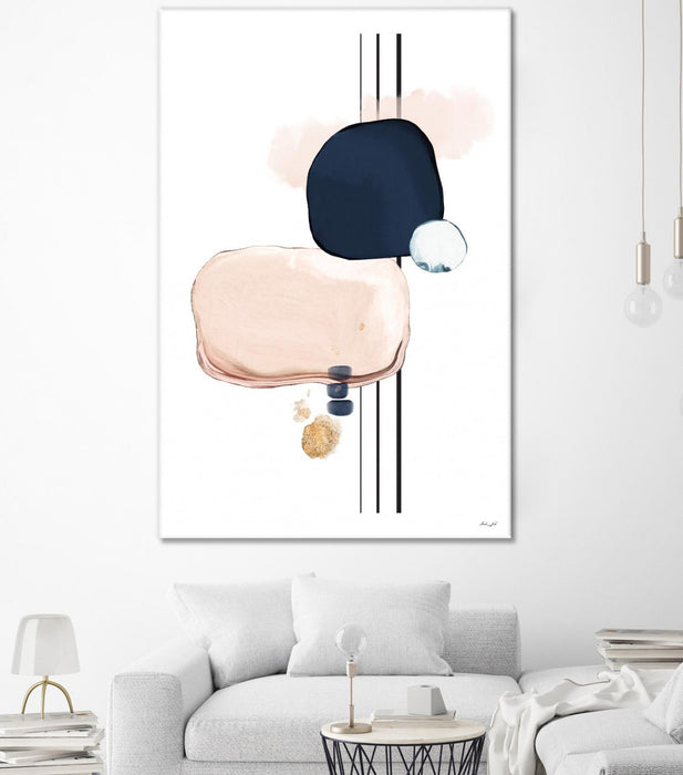 Œuvre d’art murale Giant Art « Abstract Study Blush And Navy Blue » 72 x 48