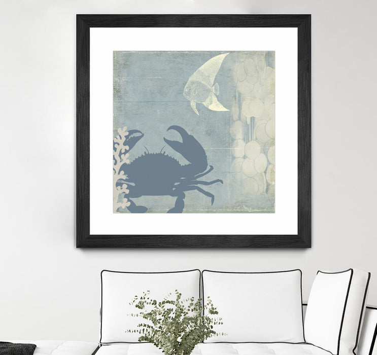 Œuvre d’art murale encadrée noire et mate « Ocean Life Ii » 30 x 30