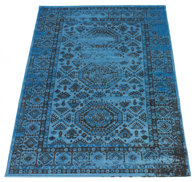 Carpette Jedda bleue 5 pi 3 po x 7 pi 7 po