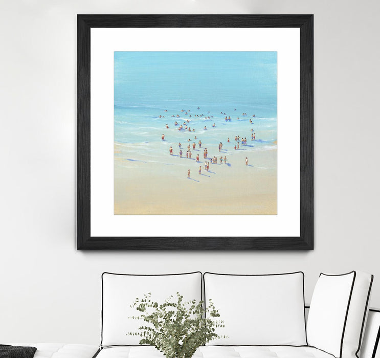 Œuvre d’art murale encadrée noire et mate « Beach Day Ii » 36 x 36