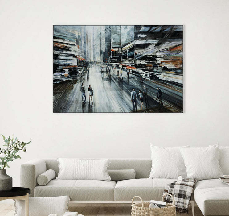 Œuvre d’art murale sur toile encadrée noire « Rush » 36 x 24