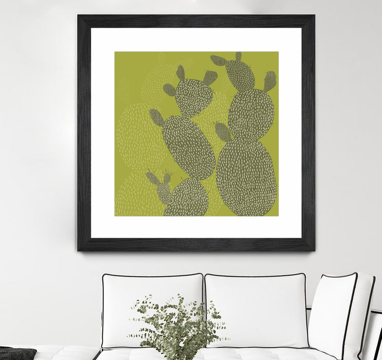 Œuvre d’art murale encadrée noire et mate « Opuntia Ii » 30 x 30