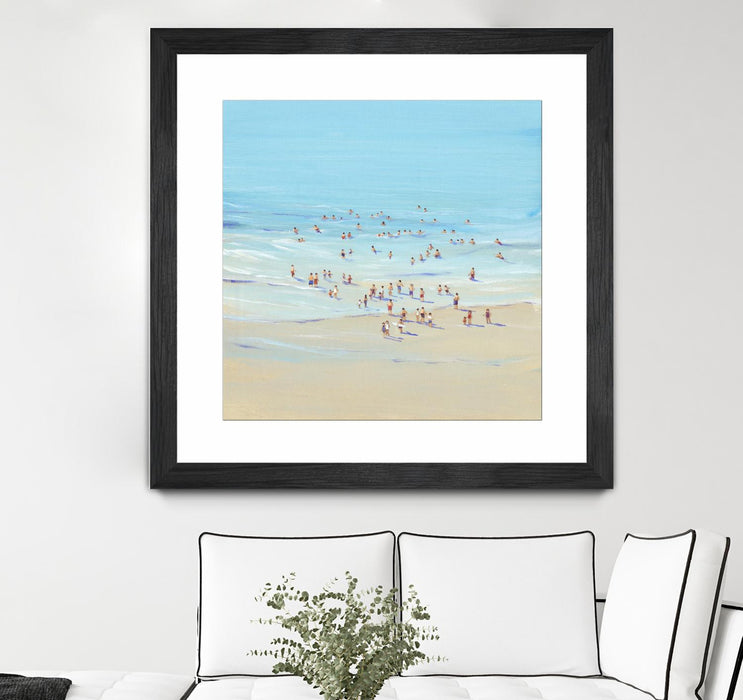 Œuvre d’art murale encadrée noire et mate « Beach Day I » 36 x 36