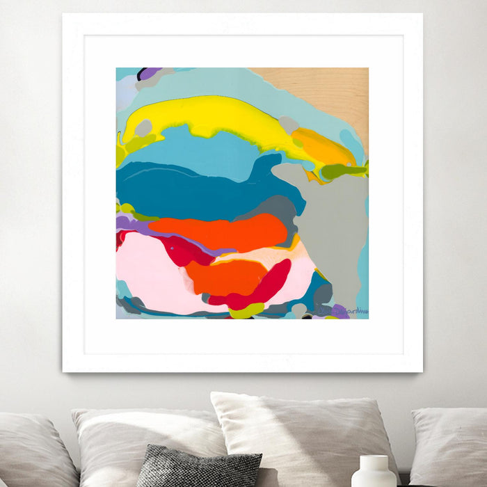 Œuvre d’art murale encadrée blanche et mate « Free Falling » 36 x 36