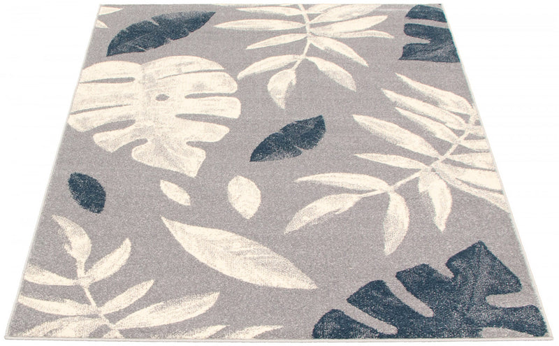 Carpette Palta argent-couleur pétrole - 5 pi 3 pox 7 pi 3 po