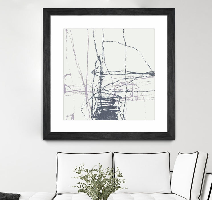 Œuvre d’art murale encadrée noire et mate « Chalk Doodles G » 36 x 36