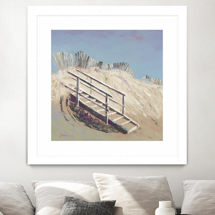 Œuvre d’art murale encadrée blanche et mate « Beach Access » 36 x 36