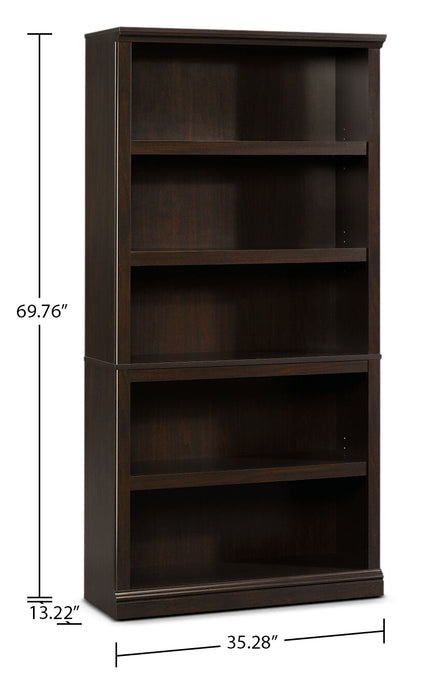 Bibliothèque Florida de 35,28 po à 5 tablettes - brun foncé