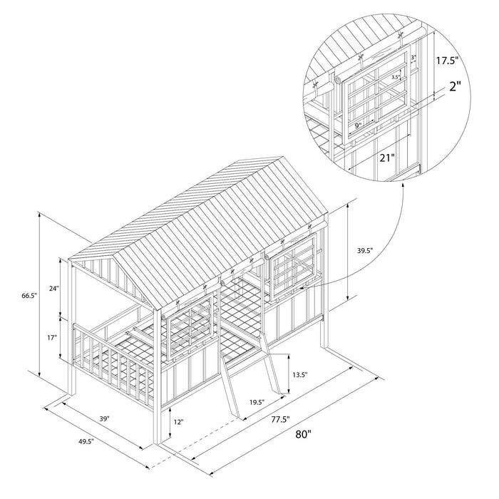 Lit mezzanine simple Forest Rowan Valley de Little Seeds - gris et taupe