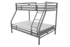 Lits superposés Maxwell de Novogratz en métal avec lit simple au-dessus du lit double - gris