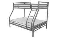  Lits superposés Maxwell de Novogratz en métal avec lit simple au-dessus du lit double - gris 