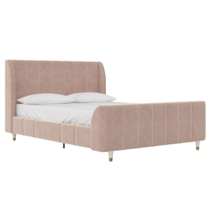 Lits superposés Brady de DHP en bois avec lit simple au-dessus du lit double - rose