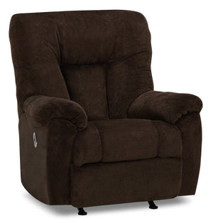 Fauteuil berçant à inclinaison électrique Design à mon image de 39 po en tissu de chenille avec port USB - brun chocolat terreux